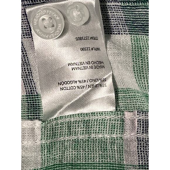 Weatherproof Vintage Men’s Washable Linen Short Sleeve Woven Shirt Green XXL - Picture 7 of 9